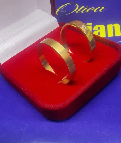 Alianças Noivado Casamento e Bodas 1 Pedra Diamantes 1 mm Ouro 18 Kilates Peso 5.50  Grama