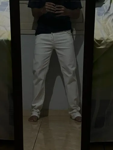 Calça modelo reta branco/creme original