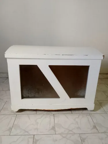 Baú de Madeira Branco Laqueado com Rodinhas