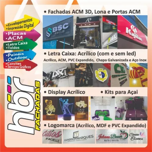 Fachada ACM, Lona e Telha / Letra Caixa 3D / Totens / Toldos