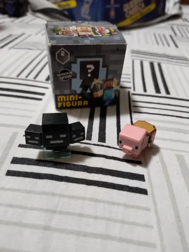 Lote Mini Figuras Minecraft Mattel Série 2 Com Caixa - Wither E Porco