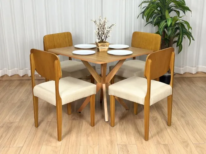 Mesa de Jantar Simpatia 0.90×0.90 Quadrada c/4 Cadeiras