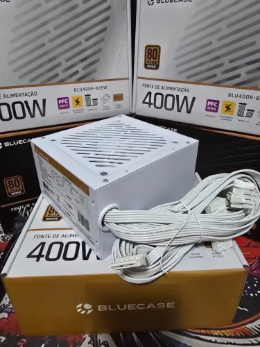 Fonte Gamer Branca 400w 80+ Bronze Cabos Flat C/ Cabo