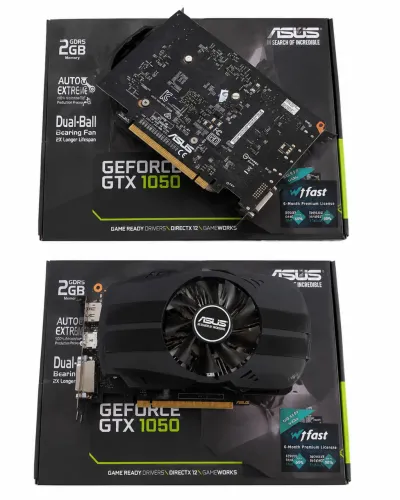 Placa de Vídeo ASUS GTX 1050 2GB GDDR5 Dual Fan - Funcionando - Com Caixa