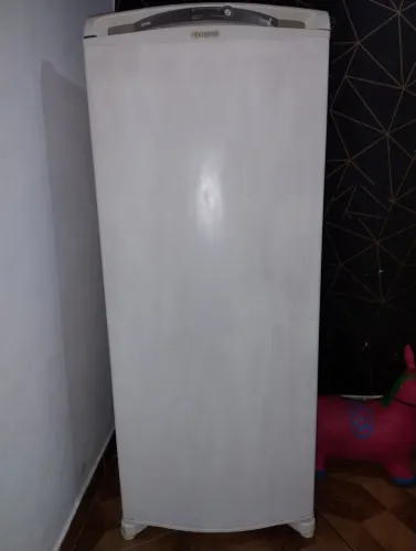 GELADEIRA FUNCIONA BEM E GELA BASTANTE, NÃO DÁ CROSTA DE GELO, É UM FREEZER MUITO BOM