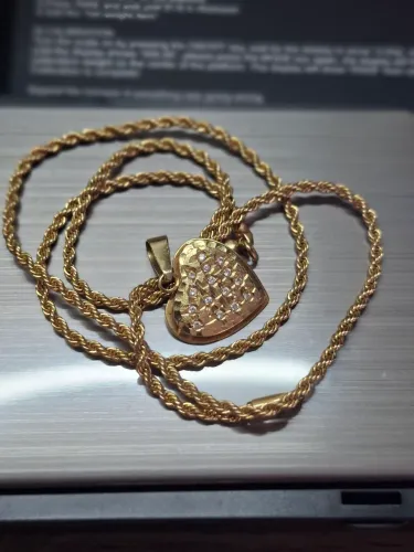 Cordão em Ouro 18k + Pin Coração 