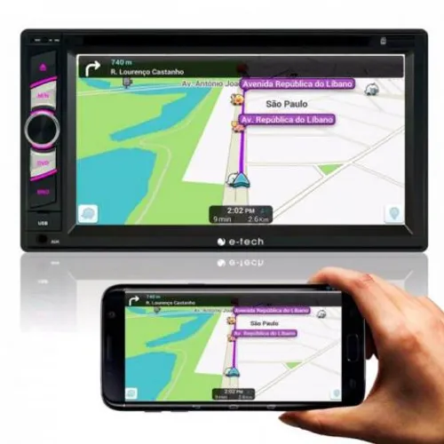 Dvd 2 Din E-tech 6,2'' Mp3 Mp4 Usb Sd Bluetooth Espelhamento