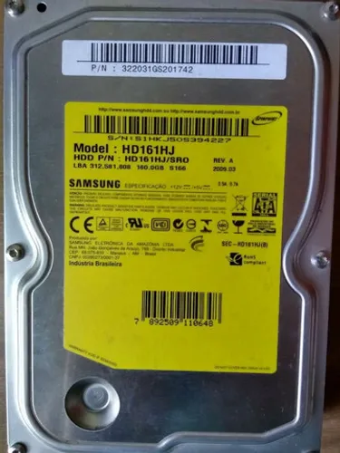 Usado -- Vendo HD Interno de 3.5 Polegadas -- Samsung-- 160GB - Com Detalhes