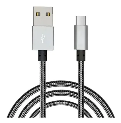 Cabo Usb Metal Resistente Type C Para Samsung Galaxy S20, S21, S22 Moto X4 Tipo C