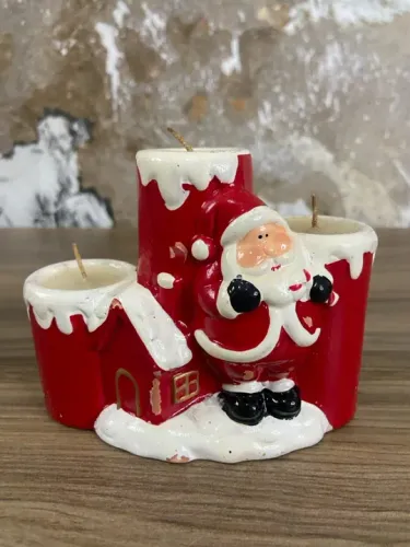 Antigo Castiçal Papai Noel com 3 Pontos  de Luz | Antiguidades | Donareliquias