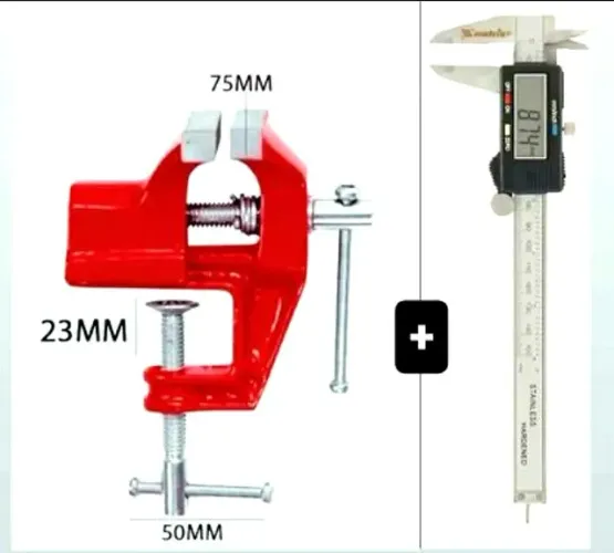 Paquímetro Digital com Mini Morsa Torno - Maleta Pronta Entrega