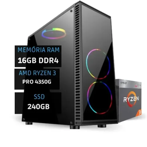 PC Gamer Ryzen 3 4350G - 16Gb DDR4 - SSD 240Gb - Radeon Vega 6