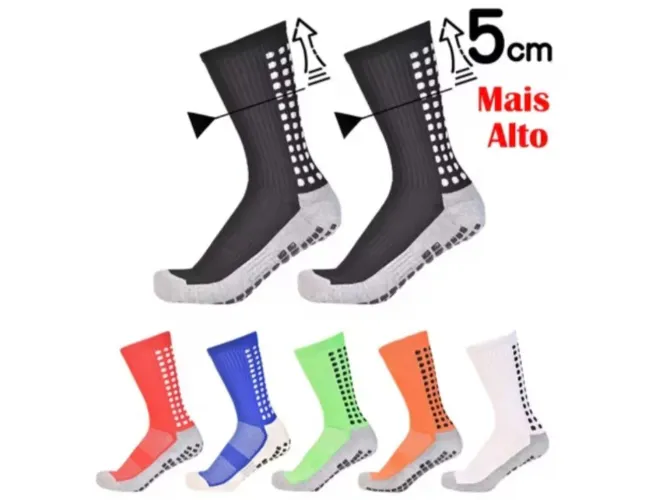 Kit 3 Pares de Meia esportiva antiderrapante cano alto, alta qualidade