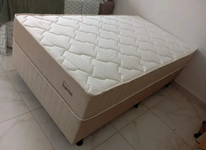 Cama Box Solteiro 88x188 Molas Ensacadas Base + Colchão