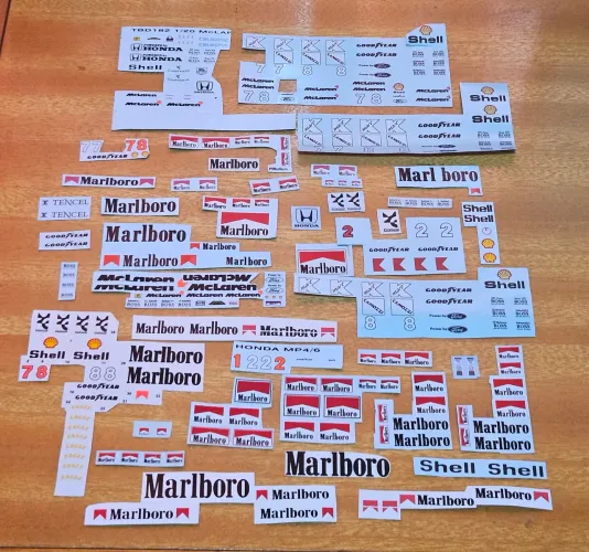 decalques MARLBORO variados, para mclarens escala 1/20 ou 1/18