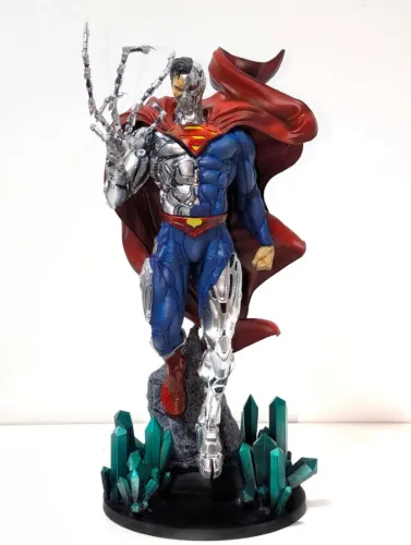 superman cyborg estátua colecionável 1/6 impressão 3D tipo iron studios e sideshow action