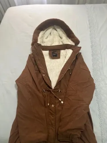 Jaqueta Parka - Feminina Marrom - Forro em Pelúcia (GG)