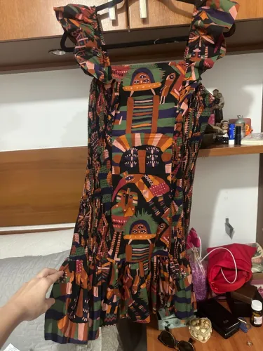Vestido estampado com babados Farm