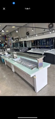 Buffet quente 10 cubas + refrigerado 8 cubas Branco Gelopar Novo