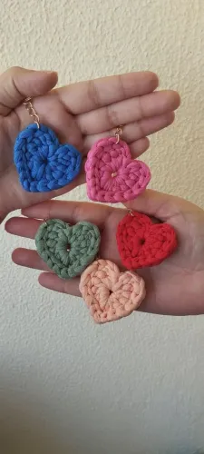 Chaveiros de Coração de Crochê (kit com 10)