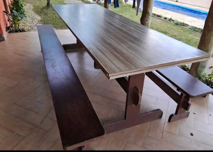 Mesa de churrasco, de madeira maciça, mesa para manipulação