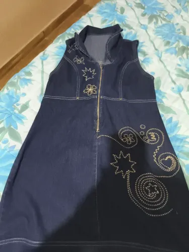 Vestido jeans Semino usado só uma vez veste 38 até 40