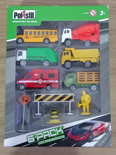 Carrinhos Metal Polistil 6 pack + acessórios