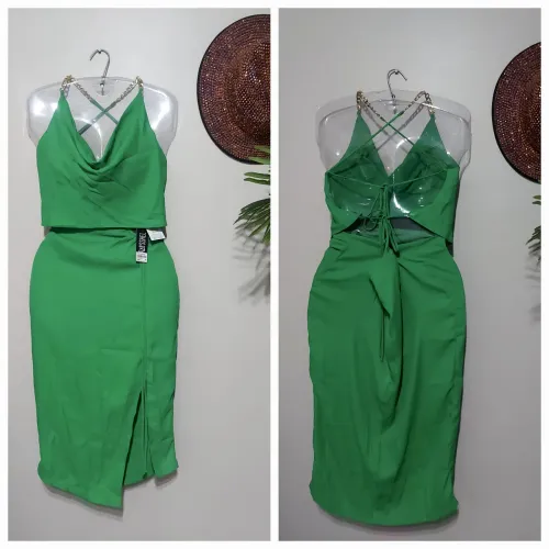 Conjunto saia e top verde - Novo
