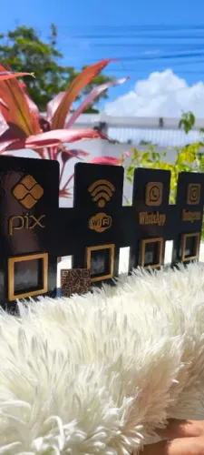Placa PIX, Wi-Fi, Whatsapp e Instagram em MDF pintado personalizada 