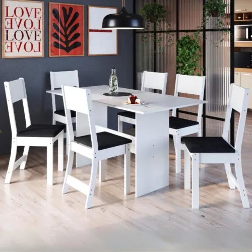 Mesa Karla com 6 Cadeiras - Entrega Rápida