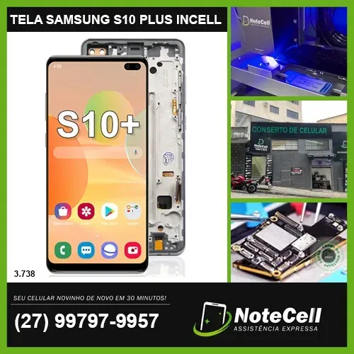 Tela/Display P/ Samsung S10 Plus Nova P/ Substituição Top *3.738* Nao Func. Biome