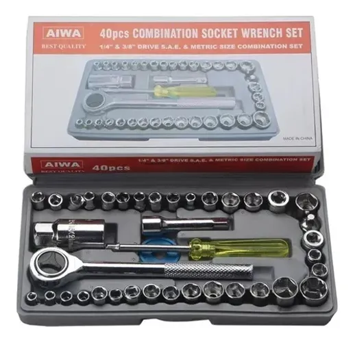 Conjunto Jogo Chave Catraca Reversível Com Soquetes 40 Peças