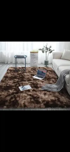 Tapete Pelúcia Macio para Sala - Bege e Marrom