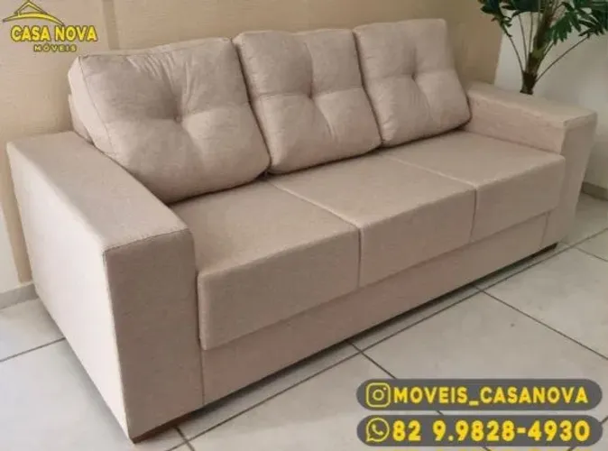 Sofá 3 Lugares no Linho Casanova Móveis