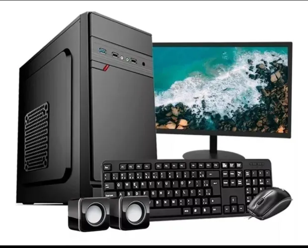 Computador Completo Desktop com Monitor, Teclado, Mouse.