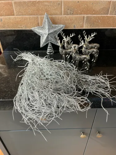 Enfeites árvore de Natal - prata (estrela, renas, galho decorativo)