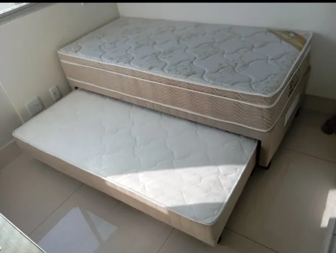CAMA BOX C/ AUXILIAR 88x188 COLCHÃO AIRTECH SUPER CONFORTÁVEL