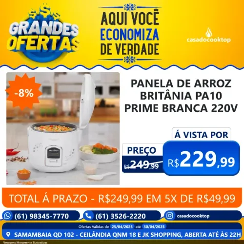 Panela de Arroz Britânia PA10 Prime Branca 220V