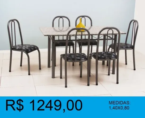 Conjunto de granito com 6 cadeiras - a pronta entrega