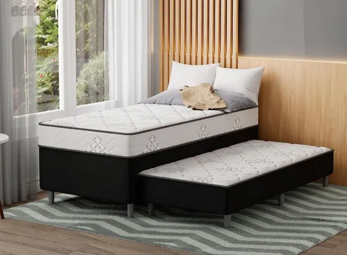 Cama com Auxiliar floral solteiro 