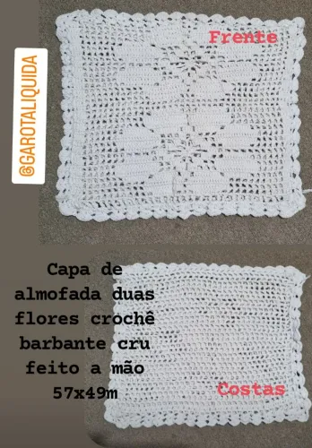 Capa de almofada de crochê artesanal 2 flores