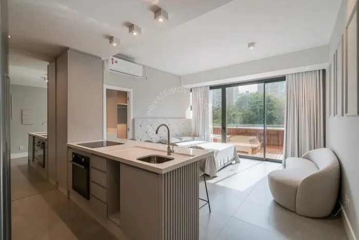 Apartamento mobiliado para alugar no Petrópolis com 1 quarto (1 suíte)