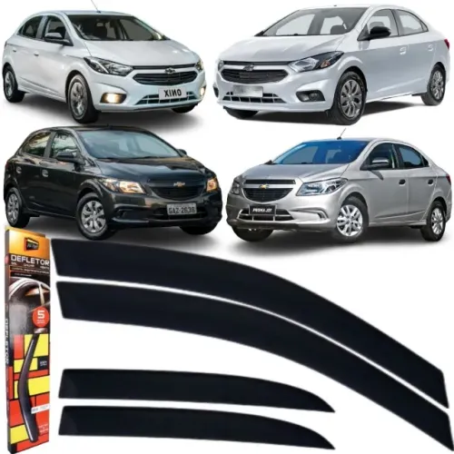Kit Calha Defletor Protetor de Chuva Chevrolet Onix Prisma 2013 até 2019 4 Portas