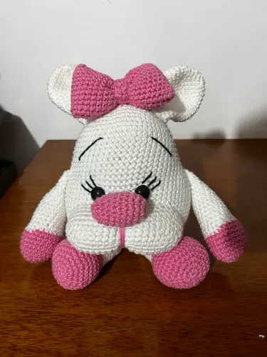 Coelha com Laço em Crochê Amigurumi Coelhinha Pelúcia