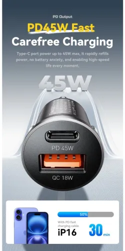 Essager 45w mini CARREGADOR de CARRO MegaCOMPACTO