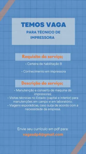 Vaga para Técnico de Impressora