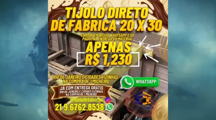 tijolo 10 furos 20x30 para sua obra só pague na entrega 