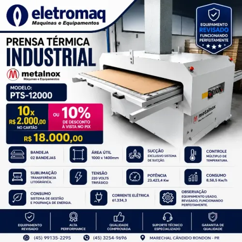 Prensa Térmica Para Sublimação Metalnox PTS12000 1400 x 1000 Revisada