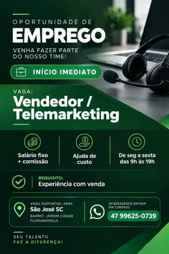 Oportunidade de emprego.