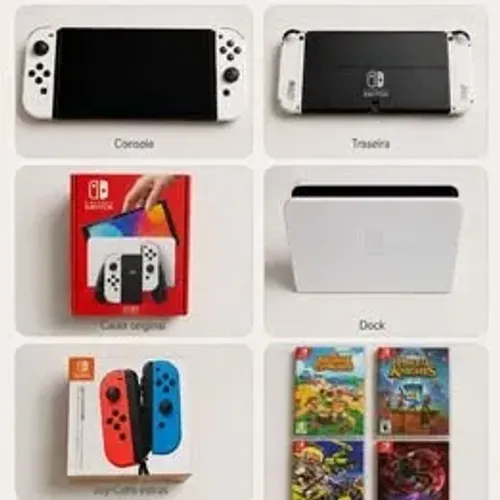 Nintendo switch Oled original + 1 Joy-con extra + 1 case + 4 jogos